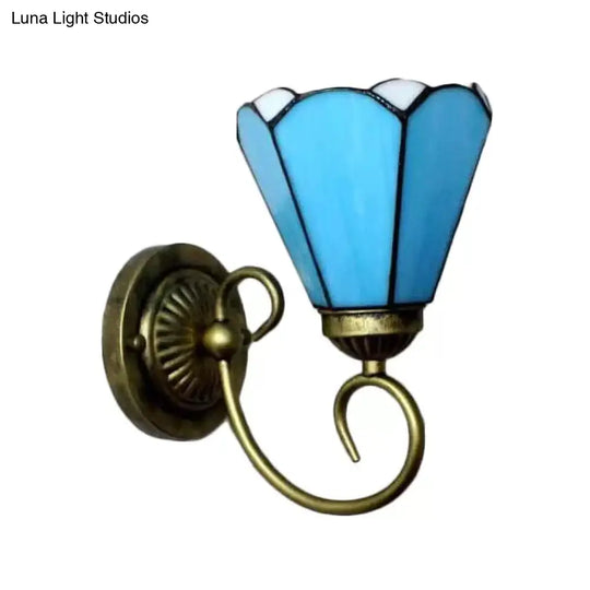 Tiffany Style Stained Glass Mini Wall Sconce For Bedroom With Single Light