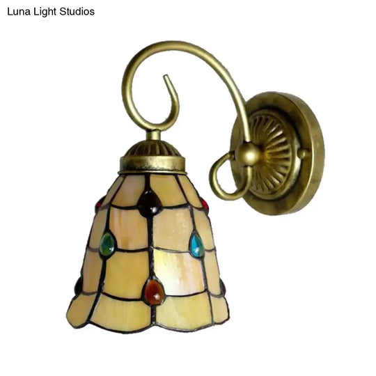 Tiffany Style Stained Glass Mini Wall Sconce For Bedroom With Single Light