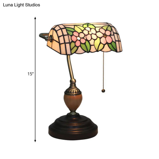 Tiffany Style Stained Glass Nightstand Lamp - Single Head Brass Table Light For Bedroom