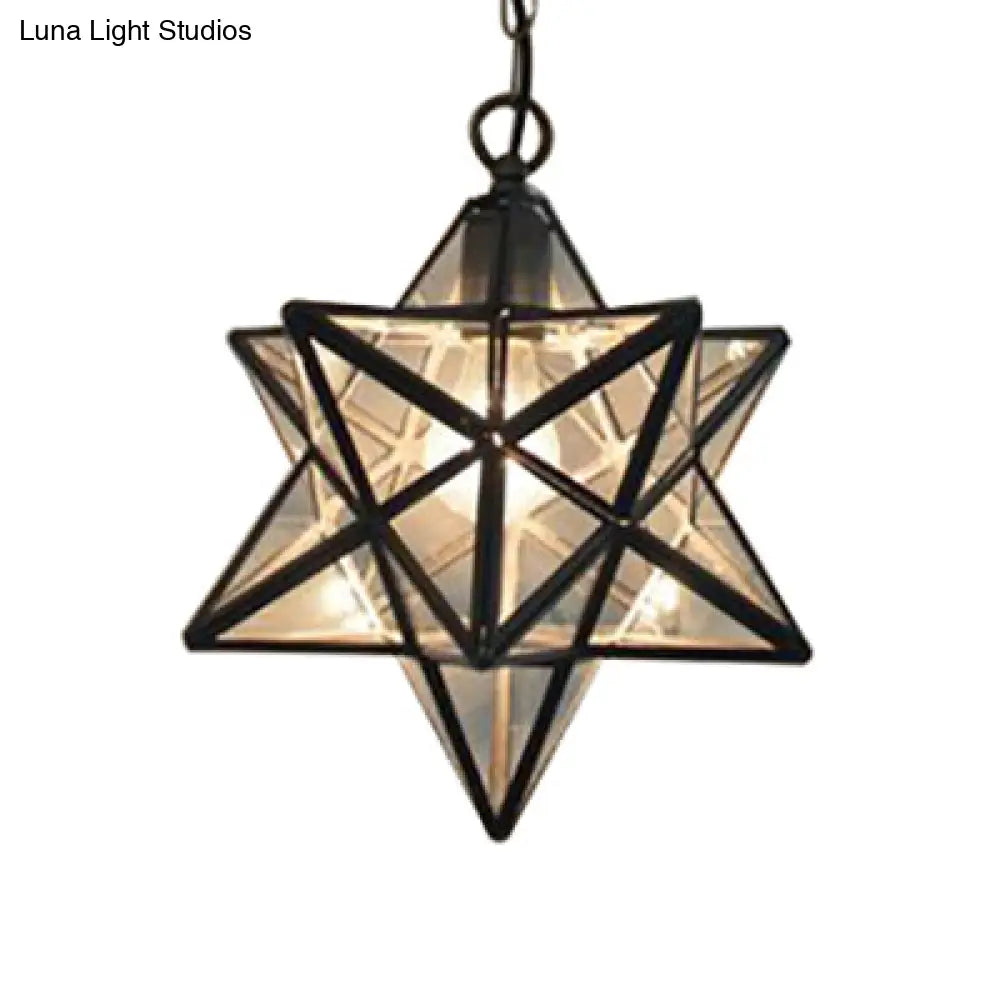 Tiffany Style Textured White/Clear Star Pendant Light - 8’/12’ Stainless Glass Dining Room