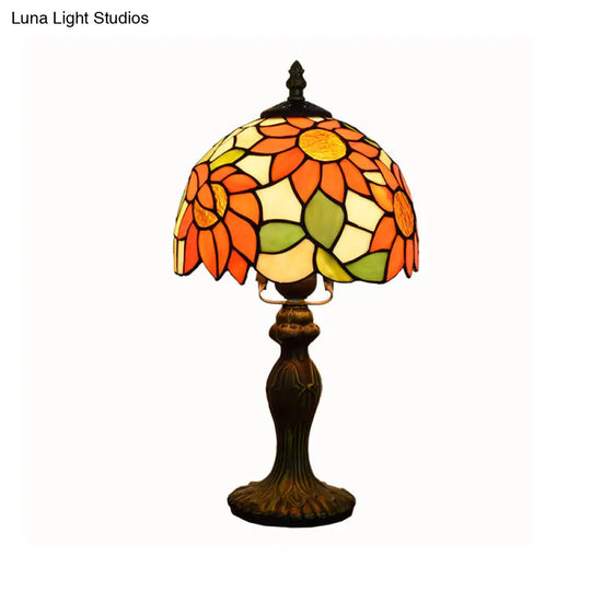 Tiffany Sunflower Stained Glass Table Lamp 1-Light Orange Color