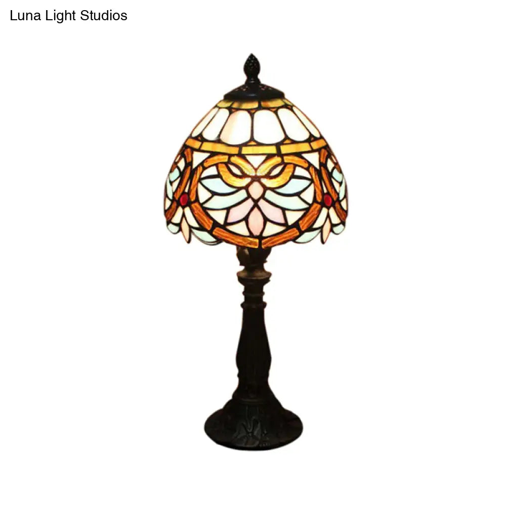 Tiffany Victorian Stained Glass Desk Lamp With Antique Brass Finish - Ideal For Living Room 1 Light