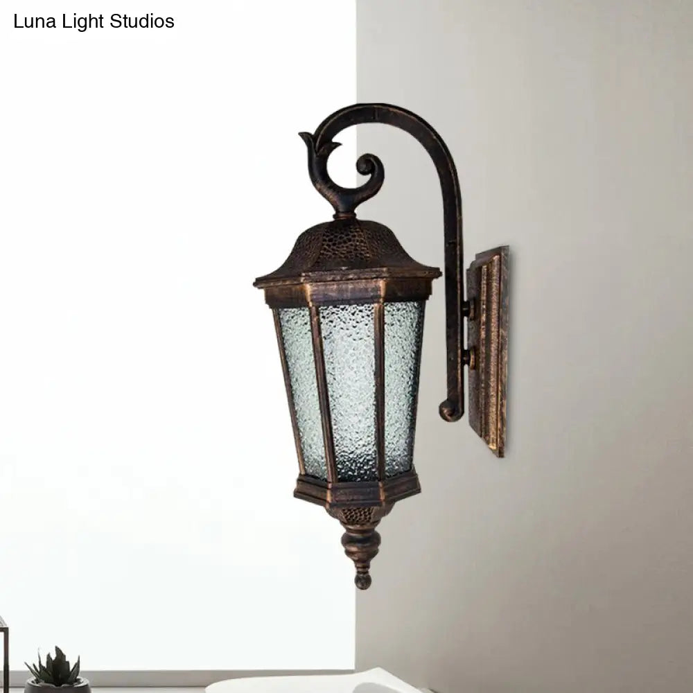 Tiger Striped Rust Outdoor Wall Lamp With Glass Water Lodge And Star Anise Design