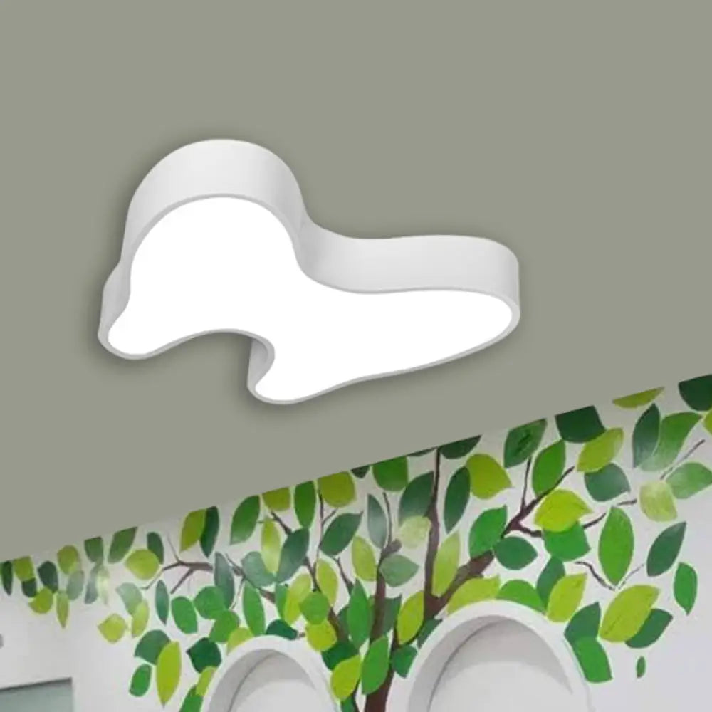 Tooth Shaped Flush Mount Led Ceiling Light For Kindergarten - Modern Acrylic White Fixture