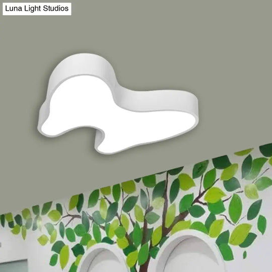 Tooth Shaped Flush Mount Led Ceiling Light For Kindergarten - Modern Acrylic White Fixture