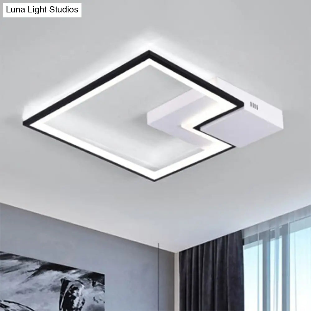 Torch Square Ceiling Lamp Simplicity - Black/White Led Acrylic Flush Mount Light (16/19.5/23.5)