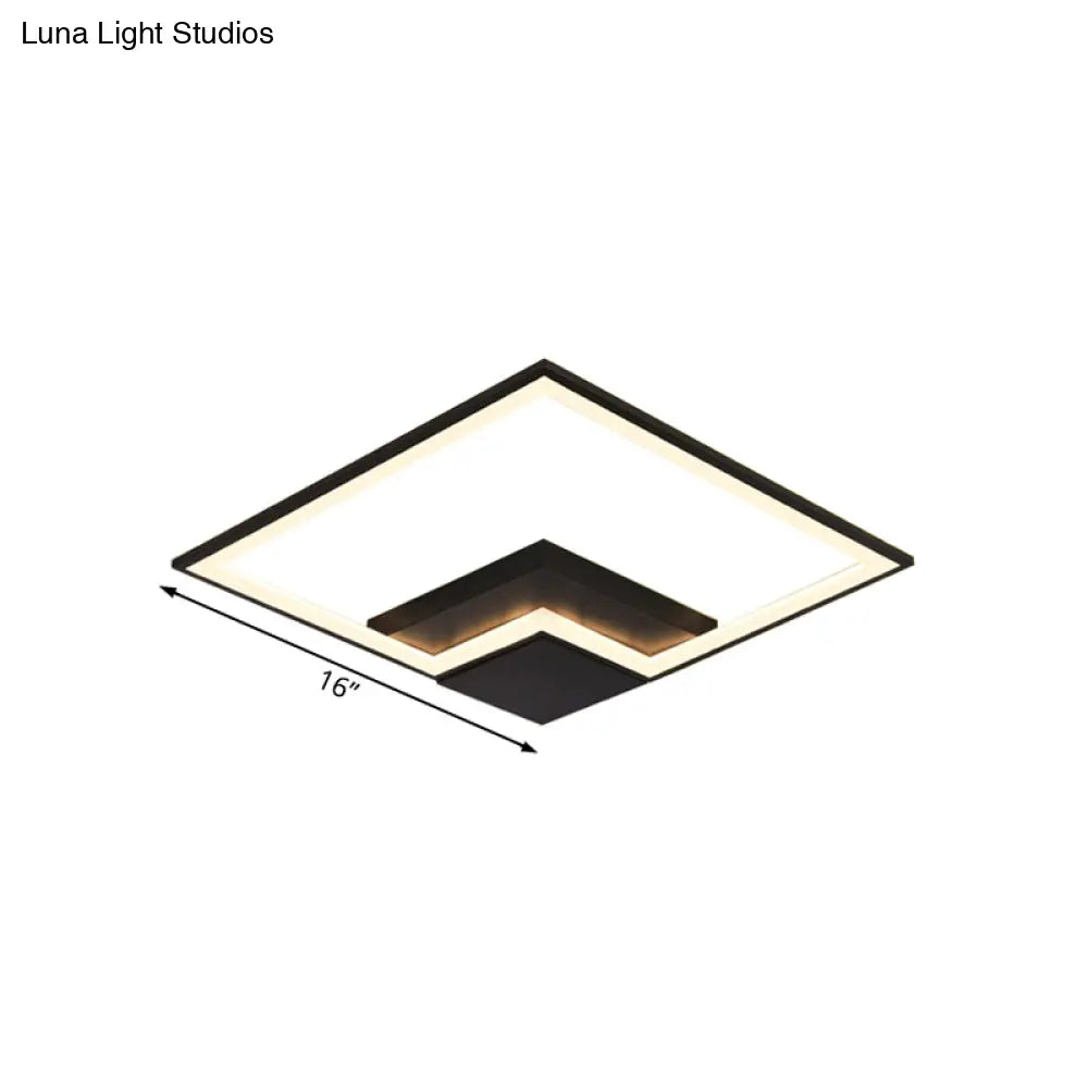 Torch Square Ceiling Lamp Simplicity - Black/White Led Acrylic Flush Mount Light