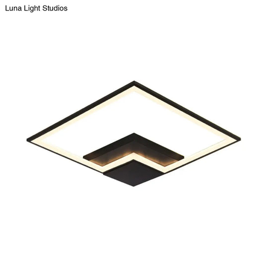 Torch Square Ceiling Lamp Simplicity - Black/White Led Acrylic Flush Mount Light (16/19.5/23.5)