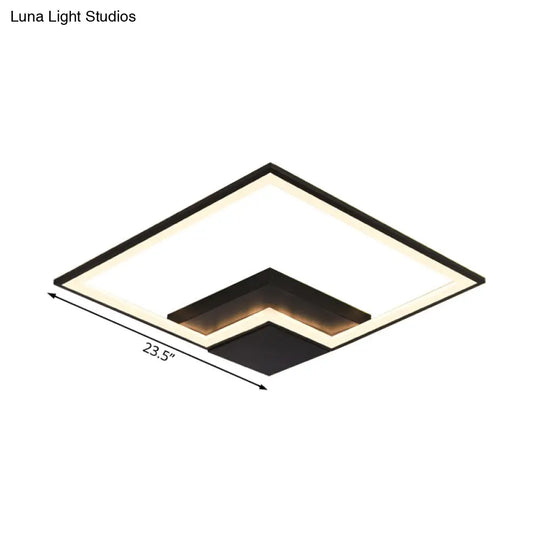 Torch Square Ceiling Lamp Simplicity - Black/White Led Acrylic Flush Mount Light