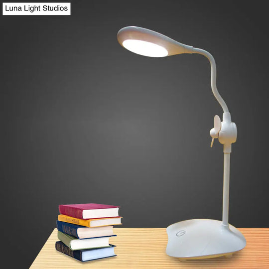 Touch Control Led Desk Lamp With Stepless Dimming And Fan - Simple Droplet Design For Reading