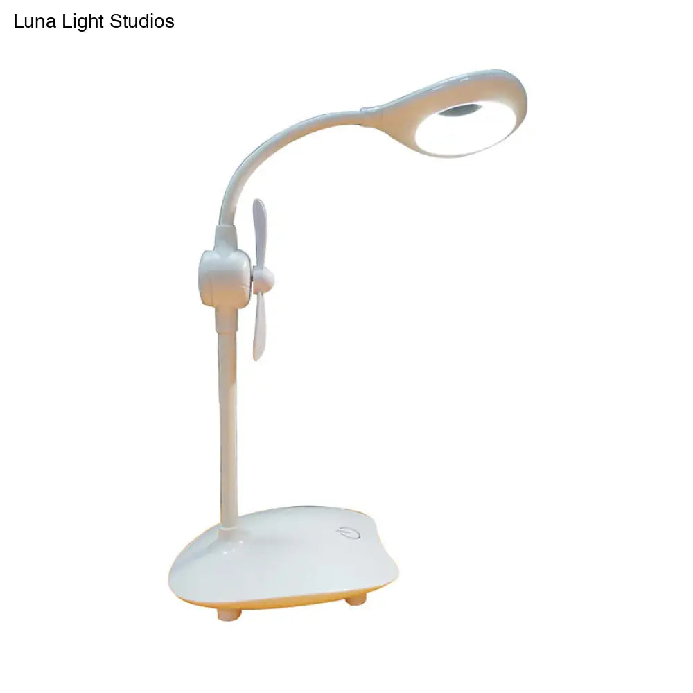 Touch Control Led Desk Lamp With Stepless Dimming And Fan - Simple Droplet Design For Reading