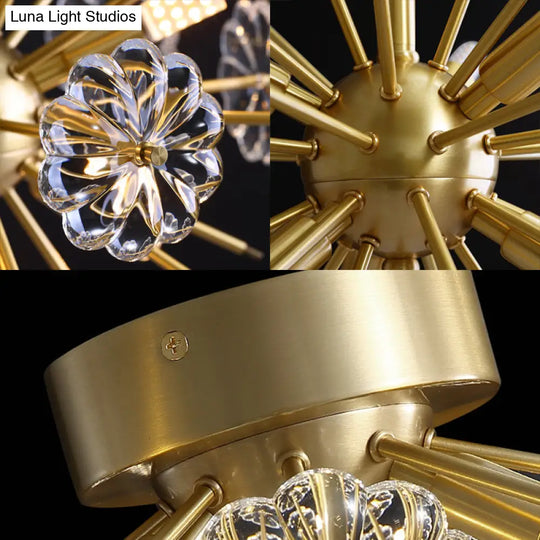 Tradition Clear Glass Brass Flush Mount Ceiling Light Fixture For Bedroom - 3 Bulb 12.5’/19’ Wide