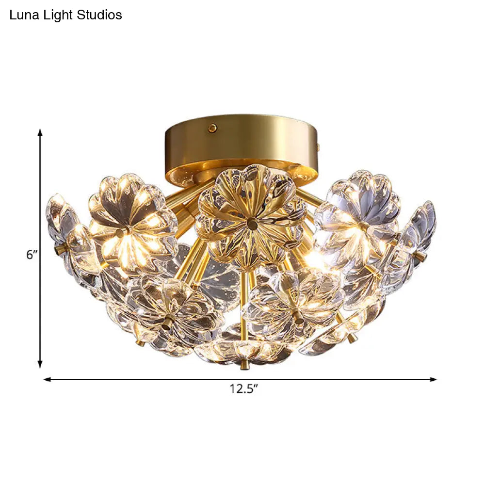 Tradition Clear Glass Brass Flush Mount Ceiling Light Fixture For Bedroom - 3 Bulb 12.5/19 Wide