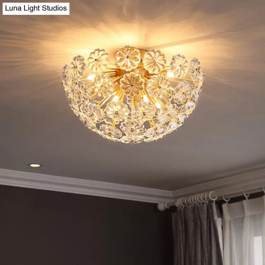 Tradition Clear Glass Brass Flush Mount Ceiling Light Fixture For Bedroom - 3 Bulb 12.5/19 Wide / 19
