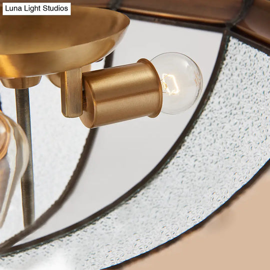 Tradition Glass Ceiling Light Fixture - Brass Hemisphere Flush Mount For Bedroom 16’/19.5’ Wide