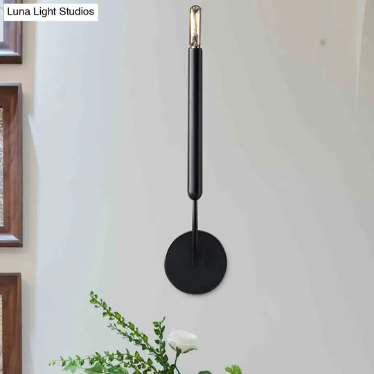 Traditional 1/2 Bulb Tube Wall Lamp Sconce In Black/Brass - Perfect For Dining Room Lighting