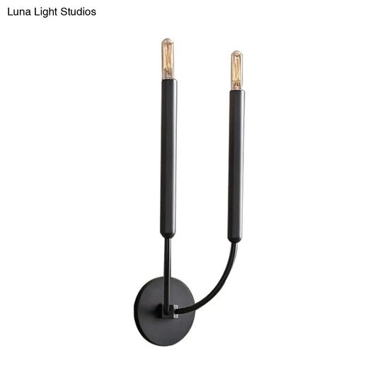 Traditional 1/2 Bulb Tube Wall Lamp Sconce In Black/Brass - Perfect For Dining Room Lighting