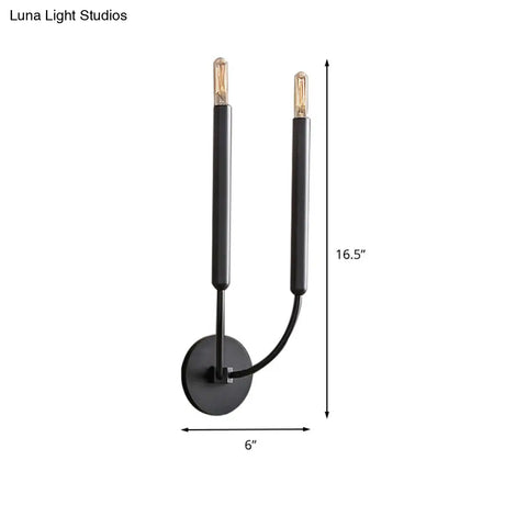 Traditional 1/2 Bulb Tube Wall Lamp Sconce In Black/Brass - Perfect For Dining Room Lighting