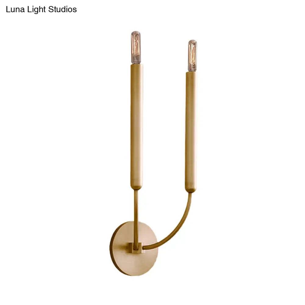 Traditional 1/2 Bulb Tube Wall Lamp Sconce In Black/Brass - Perfect For Dining Room Lighting