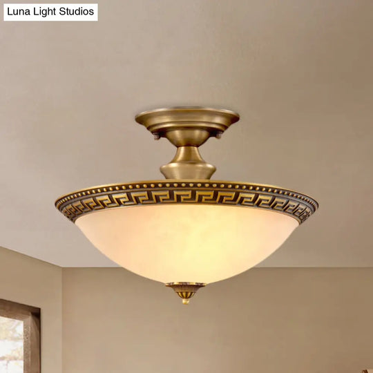 Traditional 3 - Headed Brass Flush Mount Light For Living Room