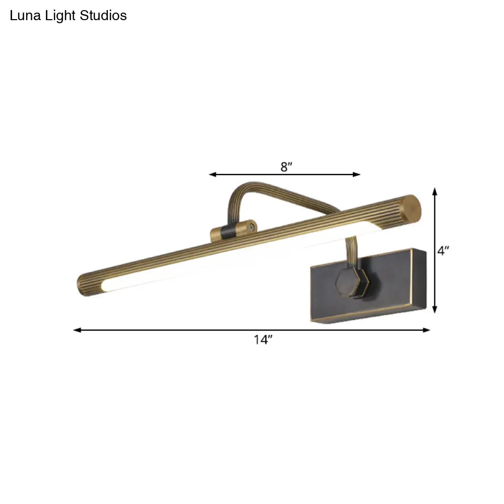 Traditional Antique Brass Led Vanity Lamp Set With Tubular Bathroom Sconces In Natural Light