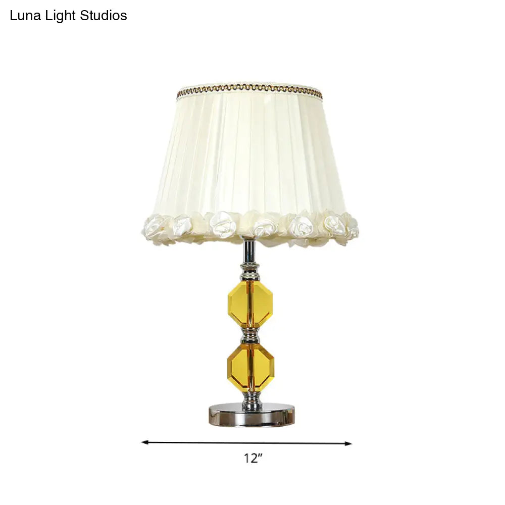 Traditional Beveled Crystal Octagonal Table Lamp With Single Head In White