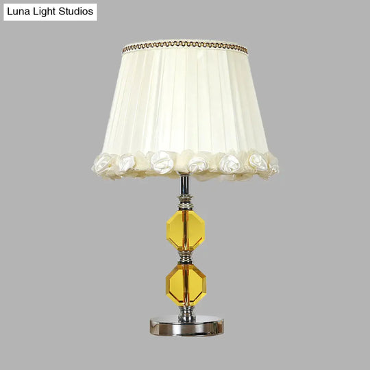 Traditional Beveled Crystal Octagonal Table Lamp With Single Head In White