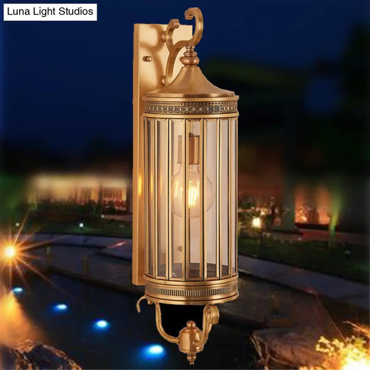 Traditional Bird Cage Wall Lamp In Gold - Elegant Metal Sconce Light For Balcony