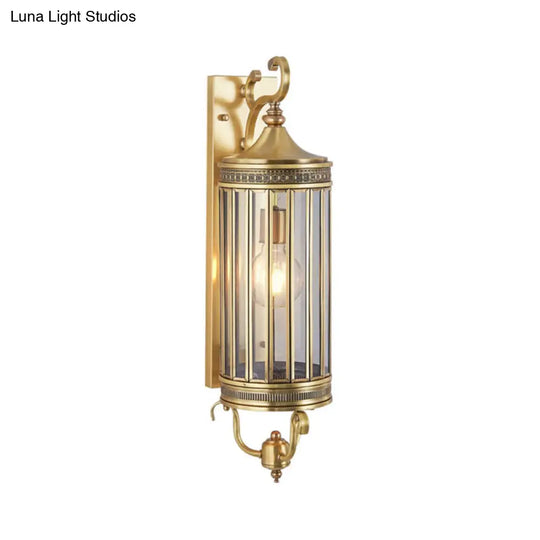 Traditional Bird Cage Wall Lamp In Gold - Elegant Metal Sconce Light For Balcony