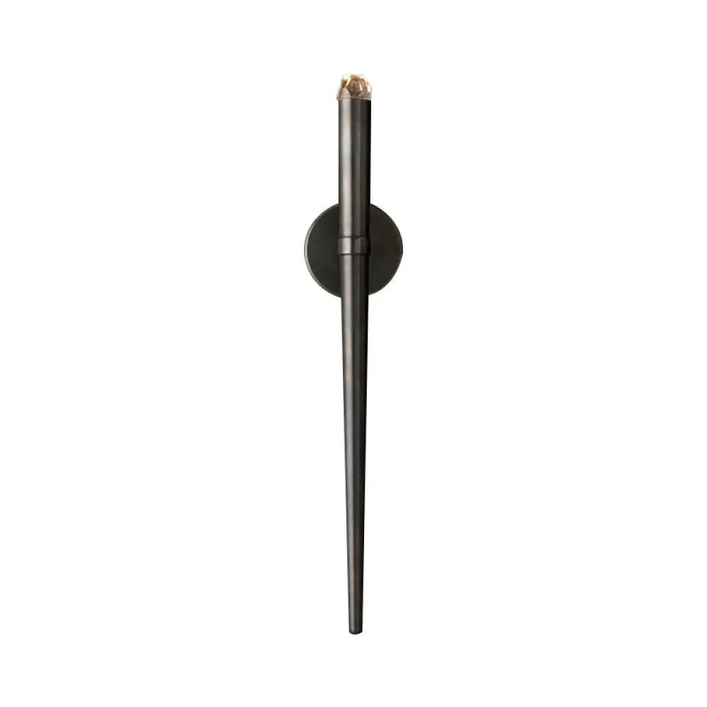 Traditional Black/Brass Cone Sconce Light: Warm/White 1-Head Metal Wall Fixture Black / Warm