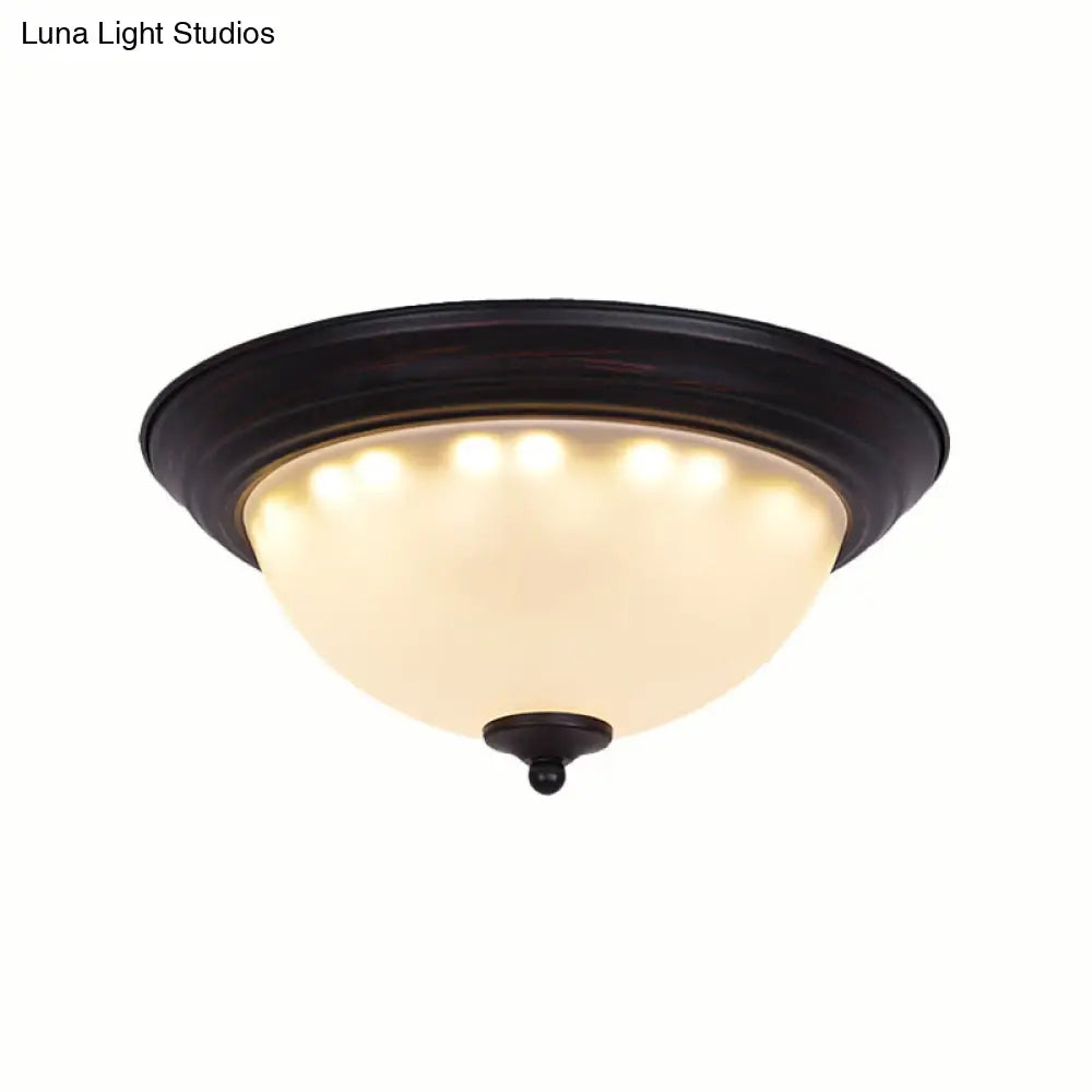 Traditional Black Flush Light Fixture With Frosted Glass Ideal For Living Room Ceiling Lighting -