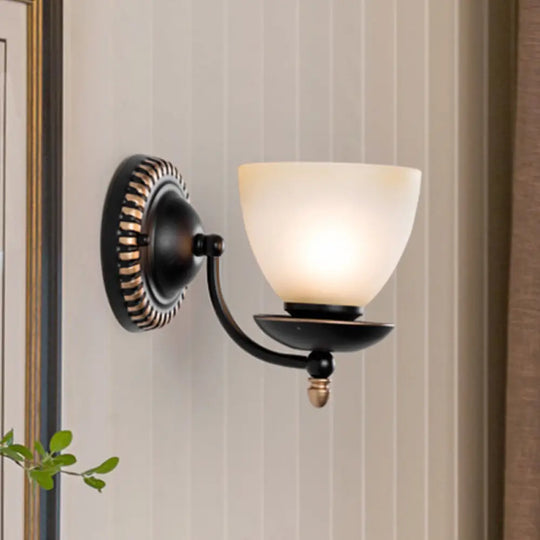 Traditional Black Frosted Glass Sconce Wall Light Fixture For Bedroom 1 /