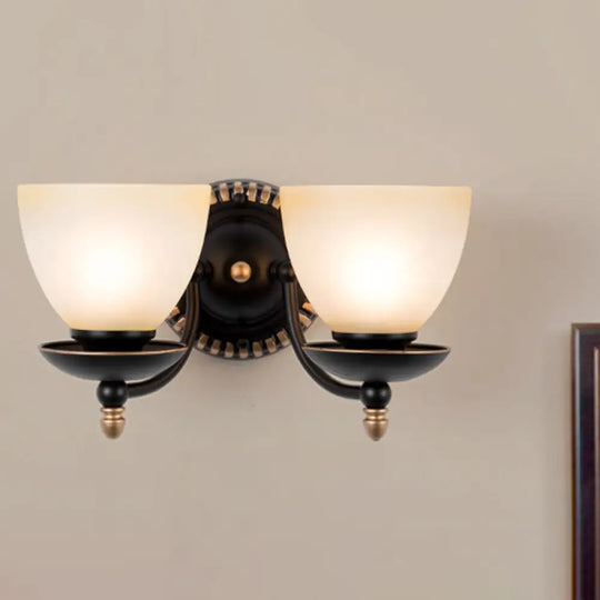 Traditional Black Frosted Glass Sconce Wall Light Fixture For Bedroom 2 /