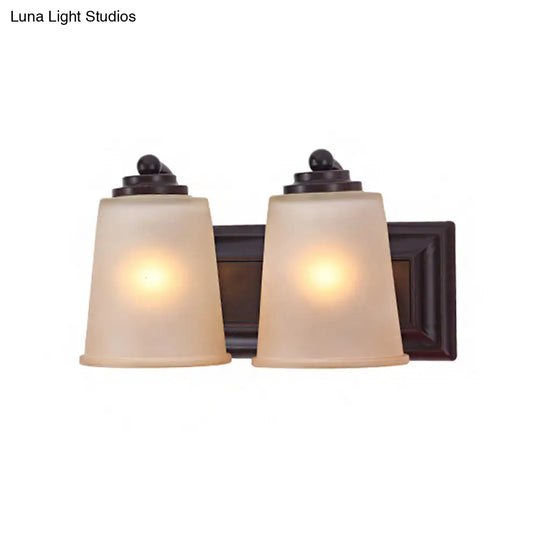 Traditional Black Frosted Glass Wall Sconce Light Fixture - Set Of 2 Tapered Lamps