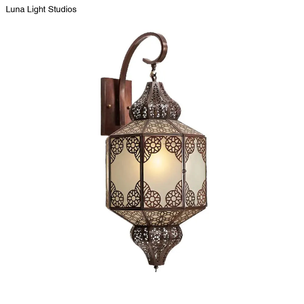 Traditional Black Outdoor Sconce Lantern - Head Metallic Wall Mount Lamp