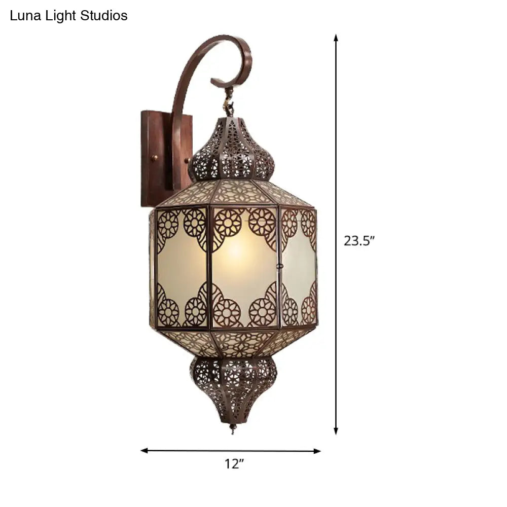 Traditional Black Outdoor Sconce Lantern - Head Metallic Wall Mount Lamp