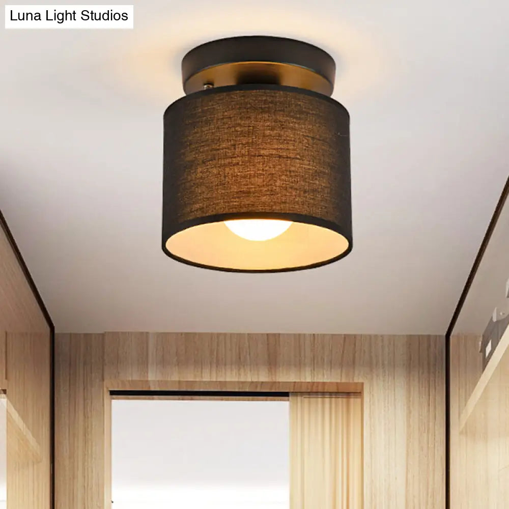 Traditional Black/White Flush Ceiling Mount Light Fixture For Corridor