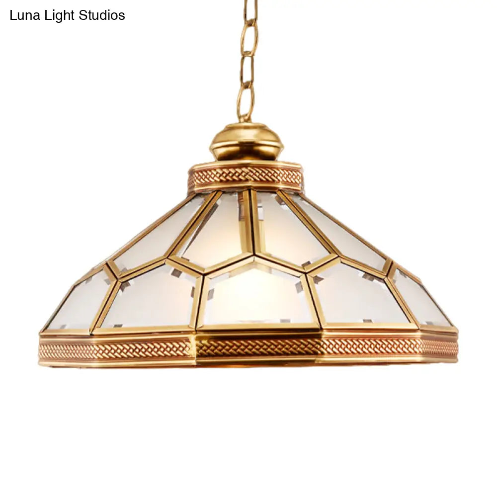 Traditional Bowl Pendant Light - Frosted White Glass In Gold Perfect For Living Room