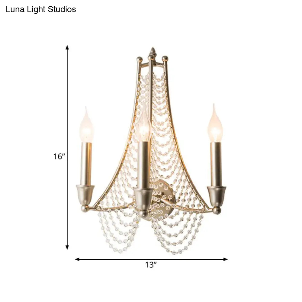 Traditional Brass Beaded Wall Mount Lamp - Bedroom Sconce Light Fixture