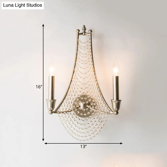 Traditional Brass Beaded Wall Mount Lamp - Bedroom Sconce Light Fixture