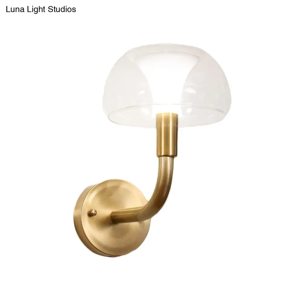 Traditional Brass Bedside Sconce Light With Clear Glass Shade