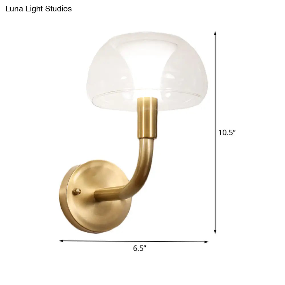 Traditional Brass Bedside Sconce Light With Clear Glass Shade