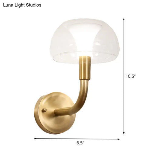 Traditional Brass Bedside Sconce Light With Clear Glass Shade