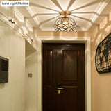 Traditional Brass Beveled Glass Ceiling Lighting Fixture - Close-To-Ceiling Mount