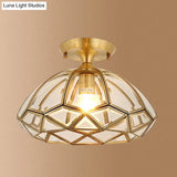Traditional Brass Beveled Glass Ceiling Lighting Fixture - Close-To-Ceiling Mount