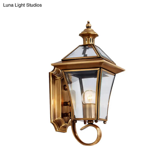 Traditional Brass Birdcage Wall Lamp With 1 Light For Balcony Mount 14/15 Height