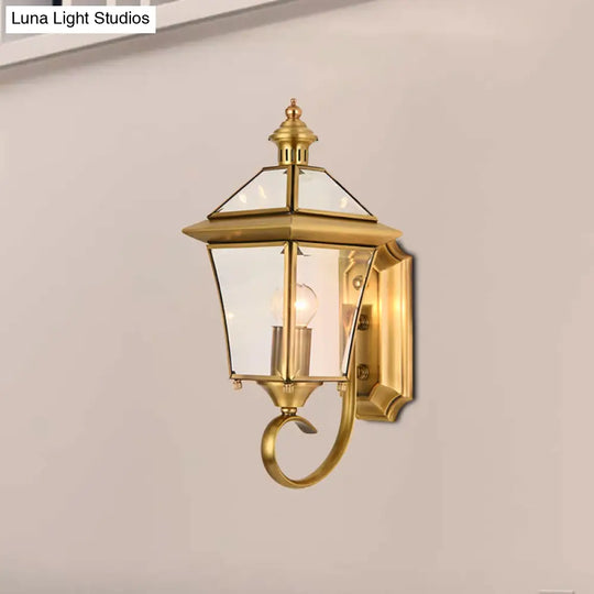 Traditional Brass Birdcage Wall Lamp With 1 Light For Balcony Mount 14/15 Height