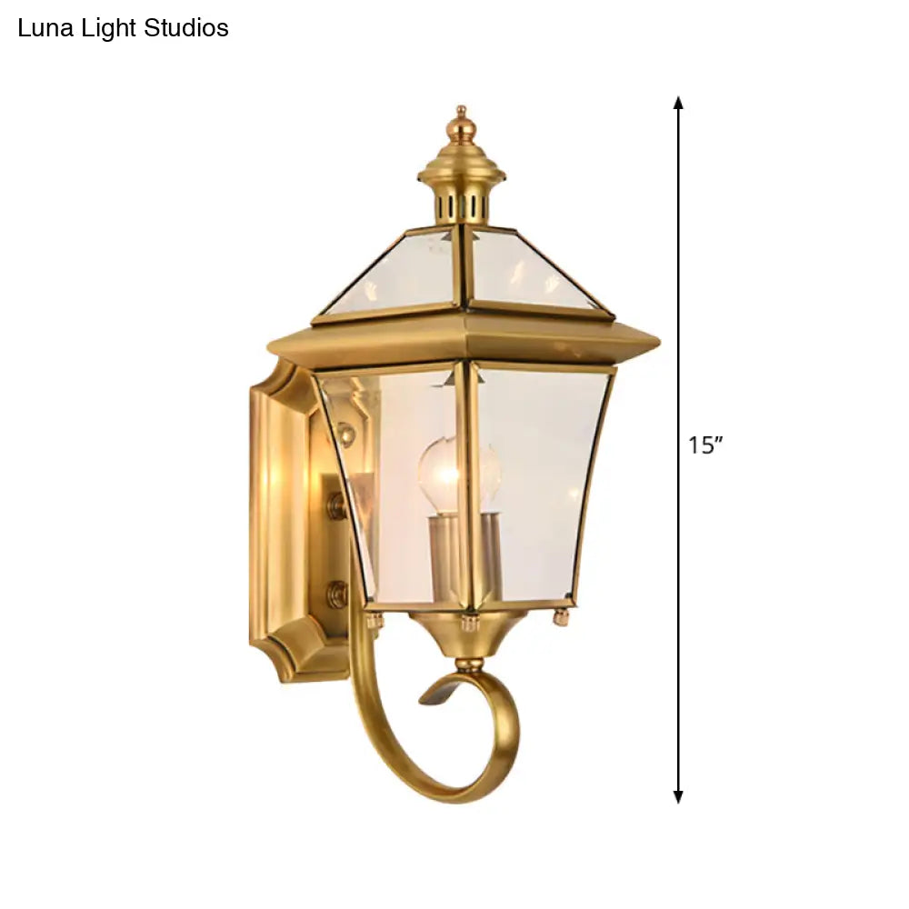 Traditional Brass Birdcage Wall Lamp With 1 Light For Balcony Mount 14/15 Height