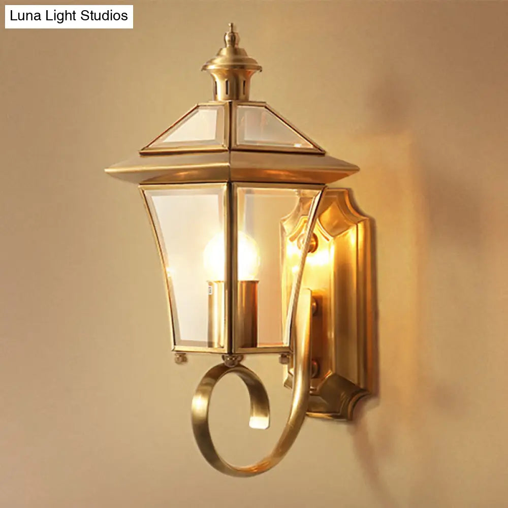 Traditional Brass Birdcage Wall Lamp With 1 Light For Balcony Mount 14/15 Height