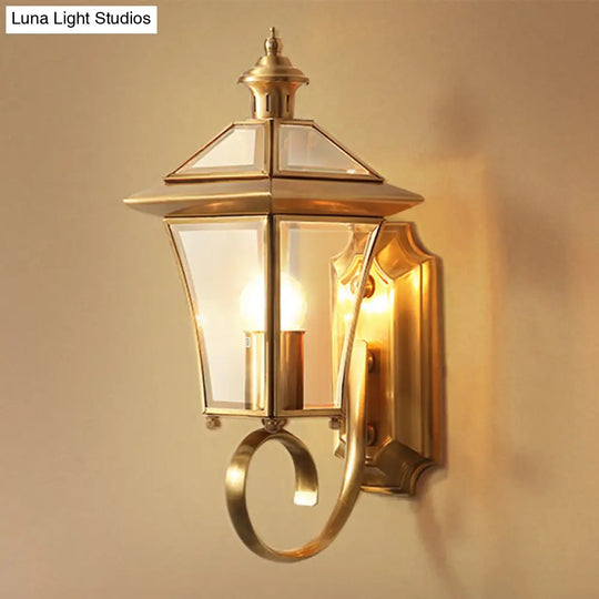 Traditional Brass Birdcage Wall Lamp With 1 Light For Balcony Mount 14/15 Height